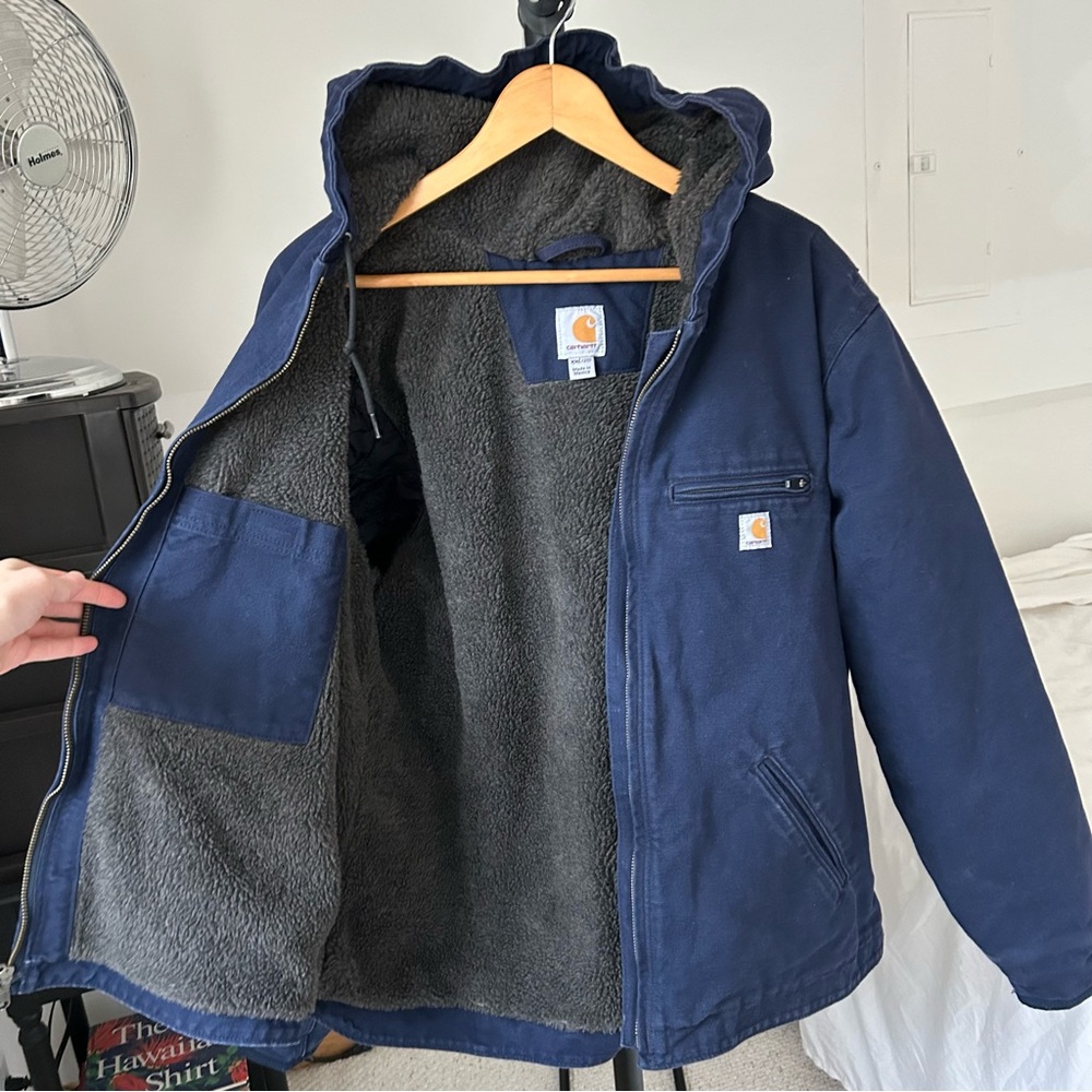 Carhartt Sierra Washed Duck Sherpa Lined Canvas Jacket Blue Women’s XXL - Picture 1 of 9